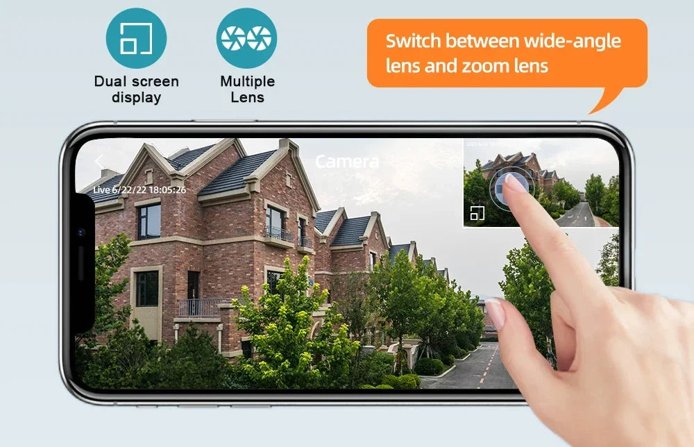Câmera PTZ MvpSecam 8MP Lente Dupla – WiFi Pan 360°, Visão Noturna Colorida 40m e Detecção Humana por IA