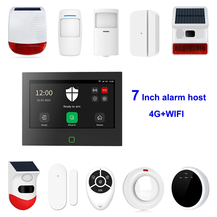 Taiboan sistema de alarme residencial sem fio, host wi-fi, 433mhz, detector de movimento contra roubo, detector de fumaça de incêndio, tuya smart life, controle por aplicativo