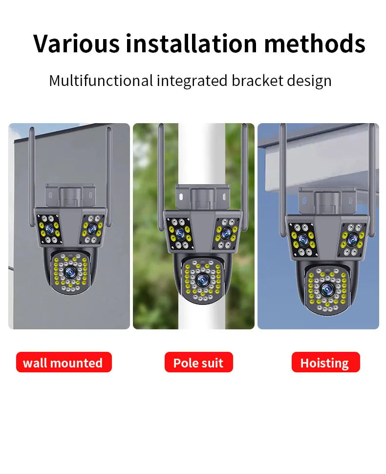 Câmera WiFi 12MP 6K Três Lentes Zoom 10x Rastreamento IA Visão Noturna Colorida CHAMOUS