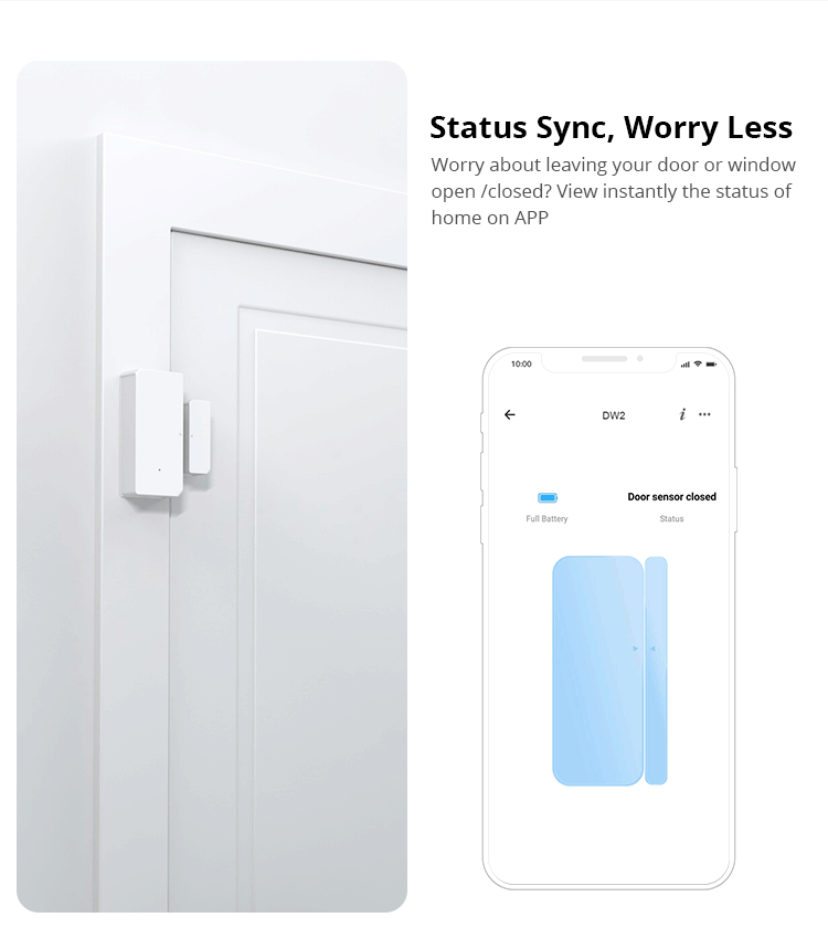 Sonoff dw2 wifi sem fio porta/janela sensor módulo de automação residencial inteligente sem necessidade de gateway sincronização de status fácil instalação sensor