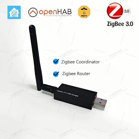 Gateway Zigbee 3.0 USB Dongle Universal com Antena Home Assistant Zigbee2MQTT OpenHAB Loginovo