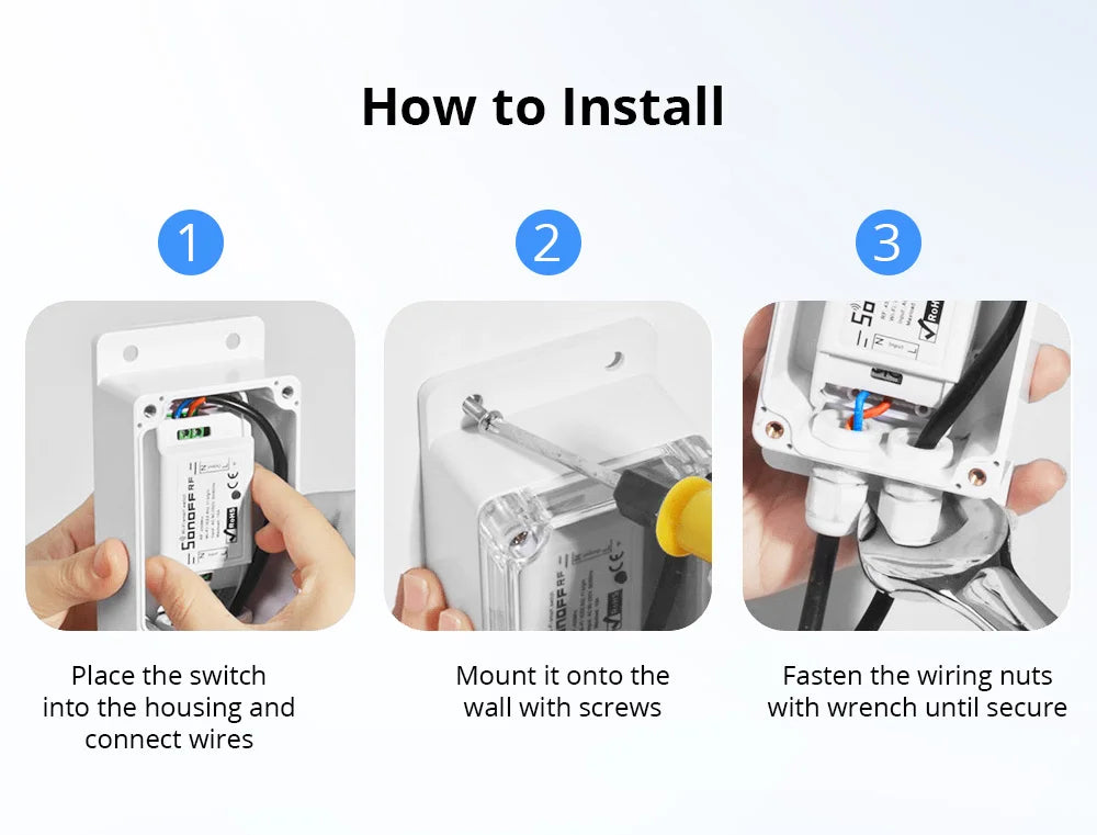 SONOFF-Caixa de junção impermeável com interruptores inteligentes WiFi, IP66, Impact Shell, compatível com BASICR2, BASICR4, RFR2, IP66