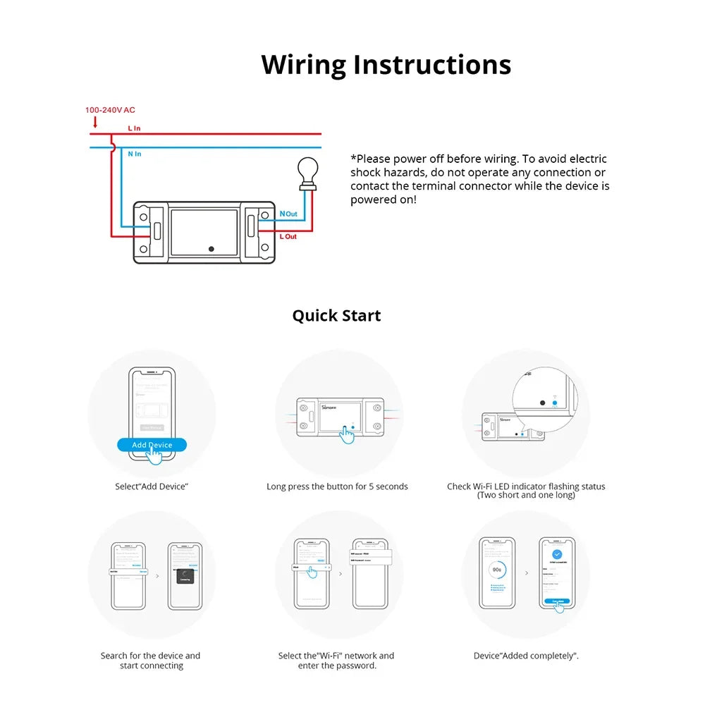 1-10 pces sonof basicr4 wifi interruptor inteligente remoto temporizador de voz suporte de controle remoto assistente de casa alexa alice ewelink app