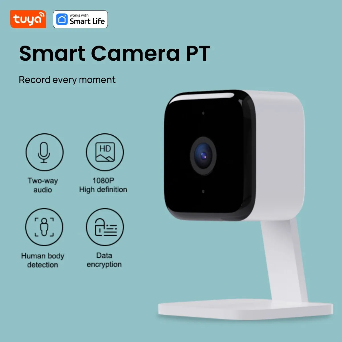 Câmera de Segurança Tuya Smart 1080p Full HD WiFi com Rastreamento de Movimento, Áudio Bidirecional para Bebês e Pets