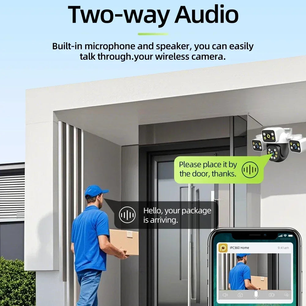 Câmera WiFi PTZ 12MP 6K Três Lentes Três Telas Zoom 10x Rastreamento Automático Alarme Visual IP66 PEGATAH