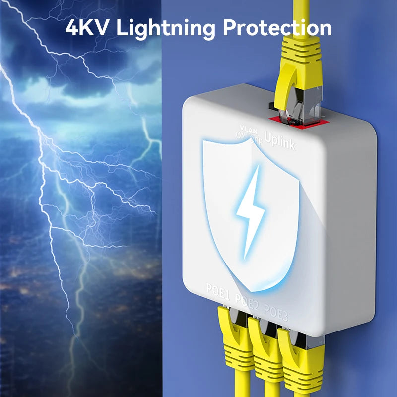 Extensor PoE Gigabit HORACO 4 Portas 30W POE013GS - Repetidor IEEE 802.3af/at 10/100/1000Mbps 10Gbps Plug & Play