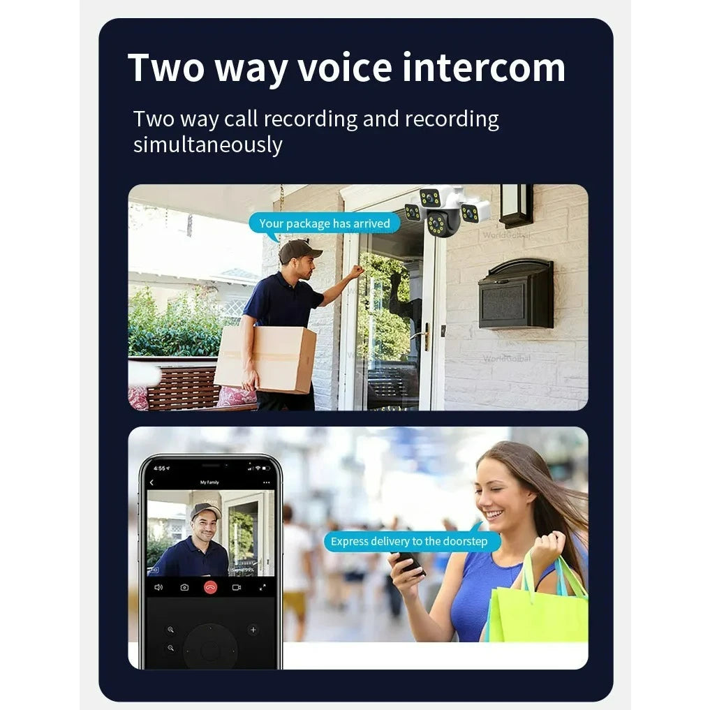 Tuya inteligente 15mp três lentes câmera ip três telas de segurança rastreamento automático alarme sem fio wifi cctv vigilância câmera ao ar livre