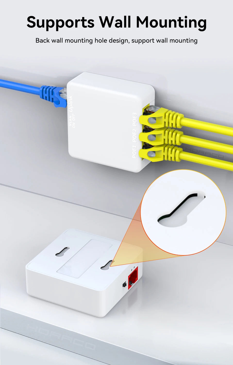 Extensor PoE Gigabit HORACO 4 Portas 30W POE013GS - Repetidor IEEE 802.3af/at 10/100/1000Mbps 10Gbps Plug & Play