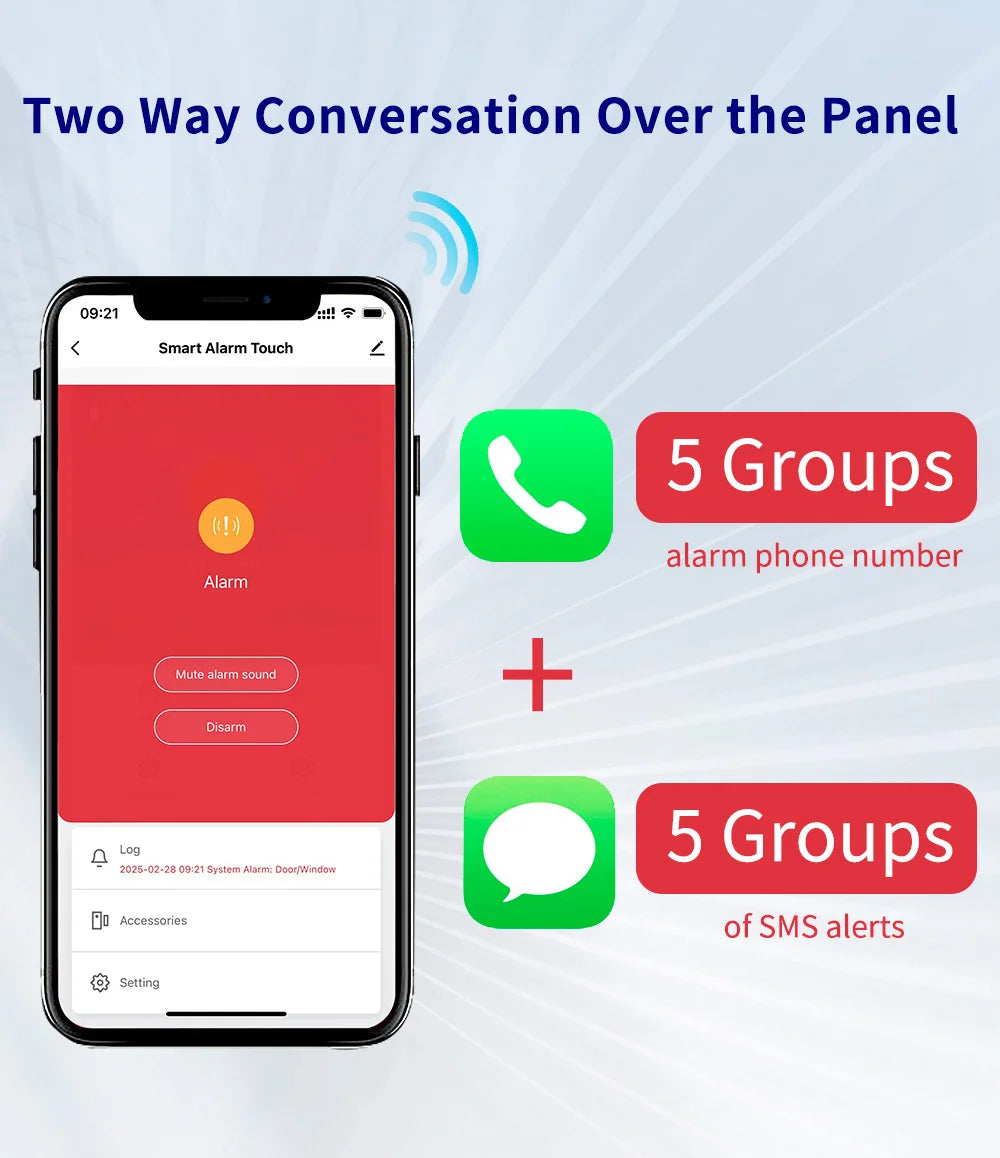 Central de Alarme KERUI G70 Tuya WiFi 4G Tela Touch 7" Kit Completo 100 Zonas FSK Sistema Inteligente - KERUI