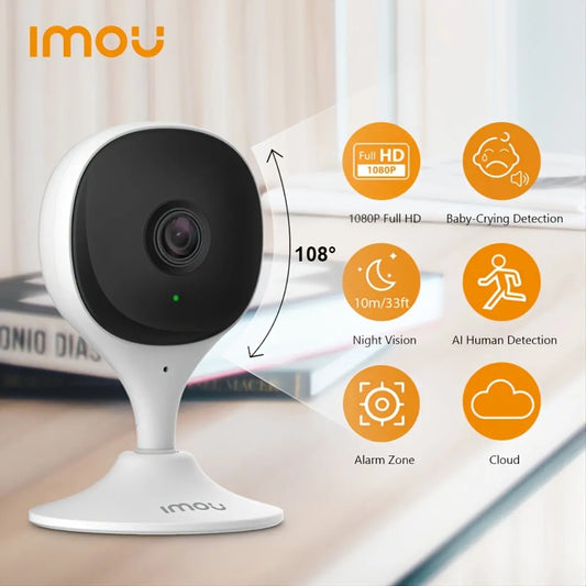 Câmera WiFi 2MP 1080P Zoom 8x Detecção Humana Visão Noturna Alexa Google IMOU Cue 2E