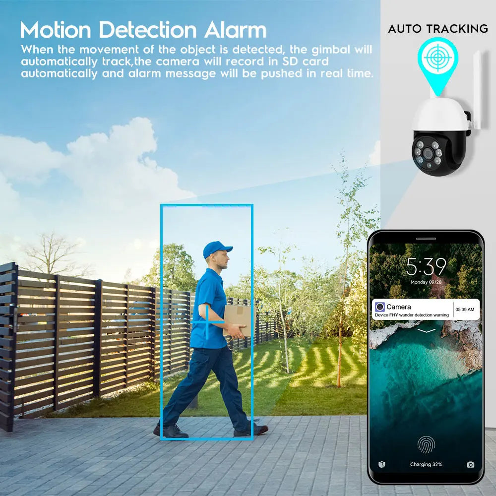 Camhi-câmera ip 1080p hd, wi-fi, visão noturna colorida, rastreamento automático, webcam, monitor de segurança ao ar livre para camhipro app