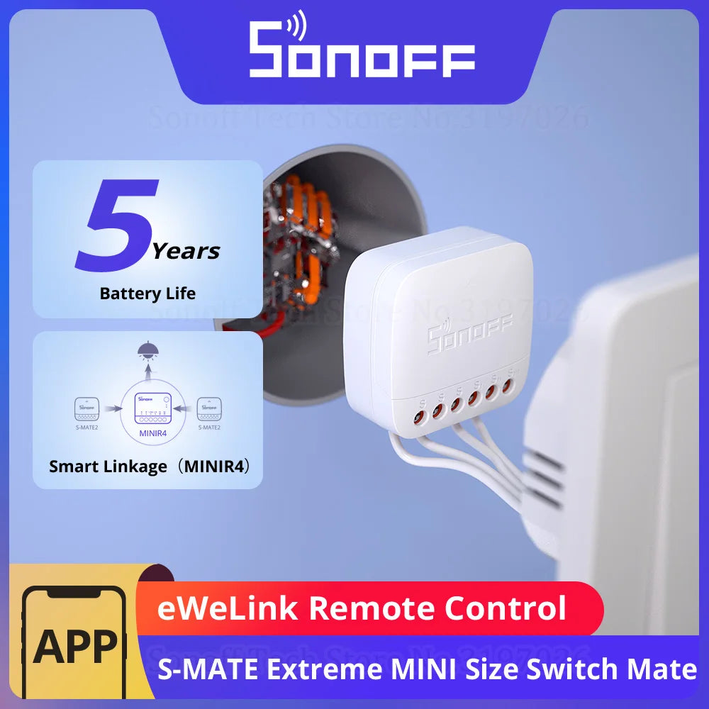 SONOFF S-MATE2 – Interruptor Mecânico Sem Fio Bidirecional com Controle via MINIR4 e eWeLink