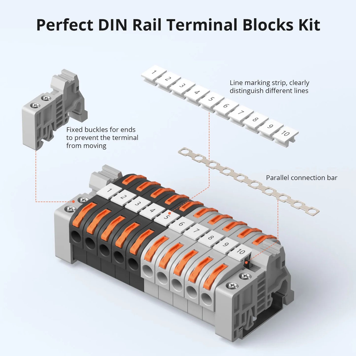 SONOFF-Universal Compact Din Rail Fio Conector, blocos de terminais, Push Quick, Mini Condutor, Splicing Connector