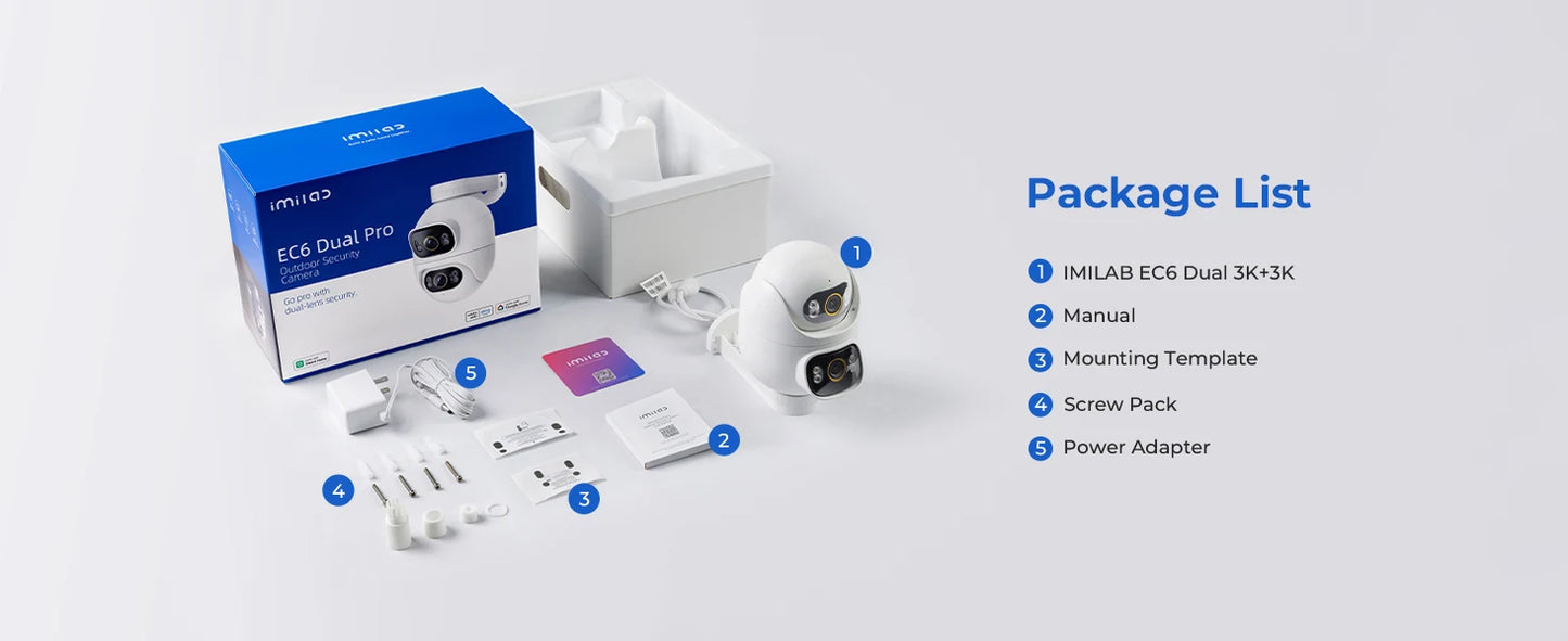 Câmera IMILAB EC6 Dual Pro 10MP 3K+3K WiFi 360° com Visão Noturna Colorida