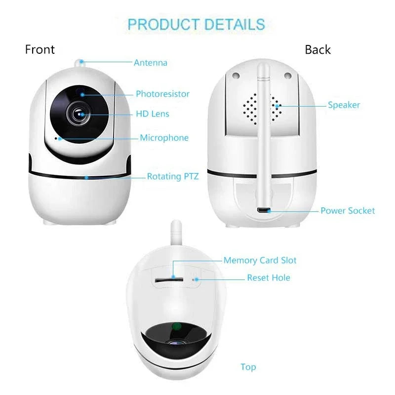 Mini Câmera WiFi Lenovo 1080P – Rastreamento Automático, Visão Noturna e Monitor de Bebês