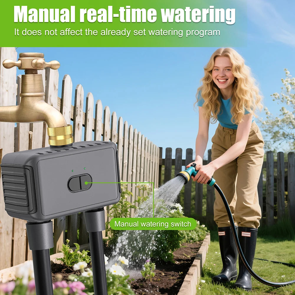 Tuya wi fi temporizador de água automático waterer 2 saídas sistema rega irrigação controle app sprinkler programador para jardim gramado