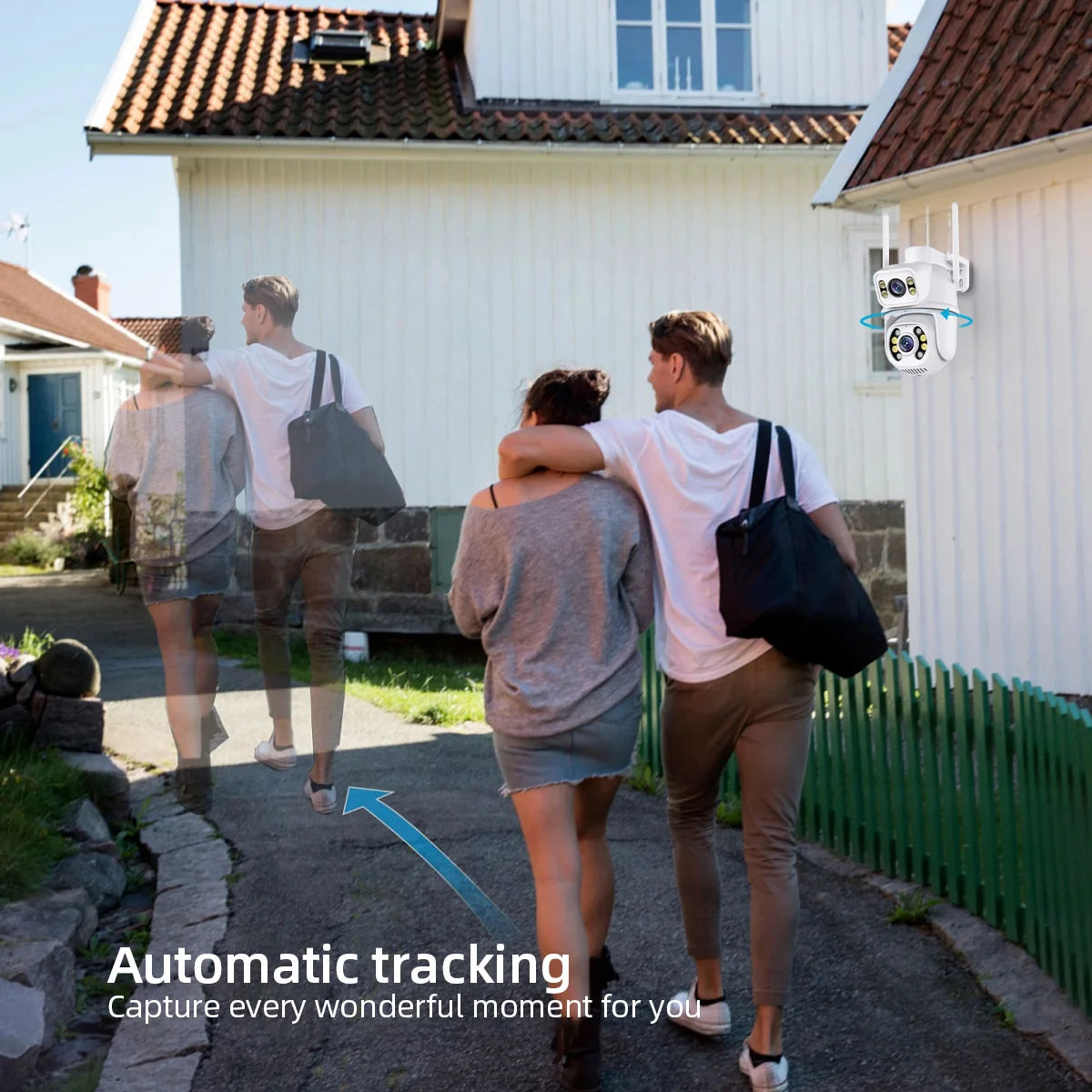 Câmera de Segurança WiFi 8MP 4K Lente Dupla PTZ Rastreamento Automático IP66 Alexa DDBROUGEN A28