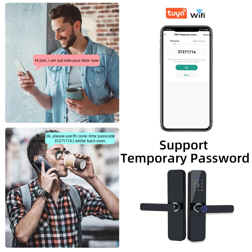 Raykube f005 ip65 à prova dip65 água tuya wifi fechadura eletrônica inteligente com impressão digital/cartão inteligente/senha/chave/desbloqueio de aplicativo