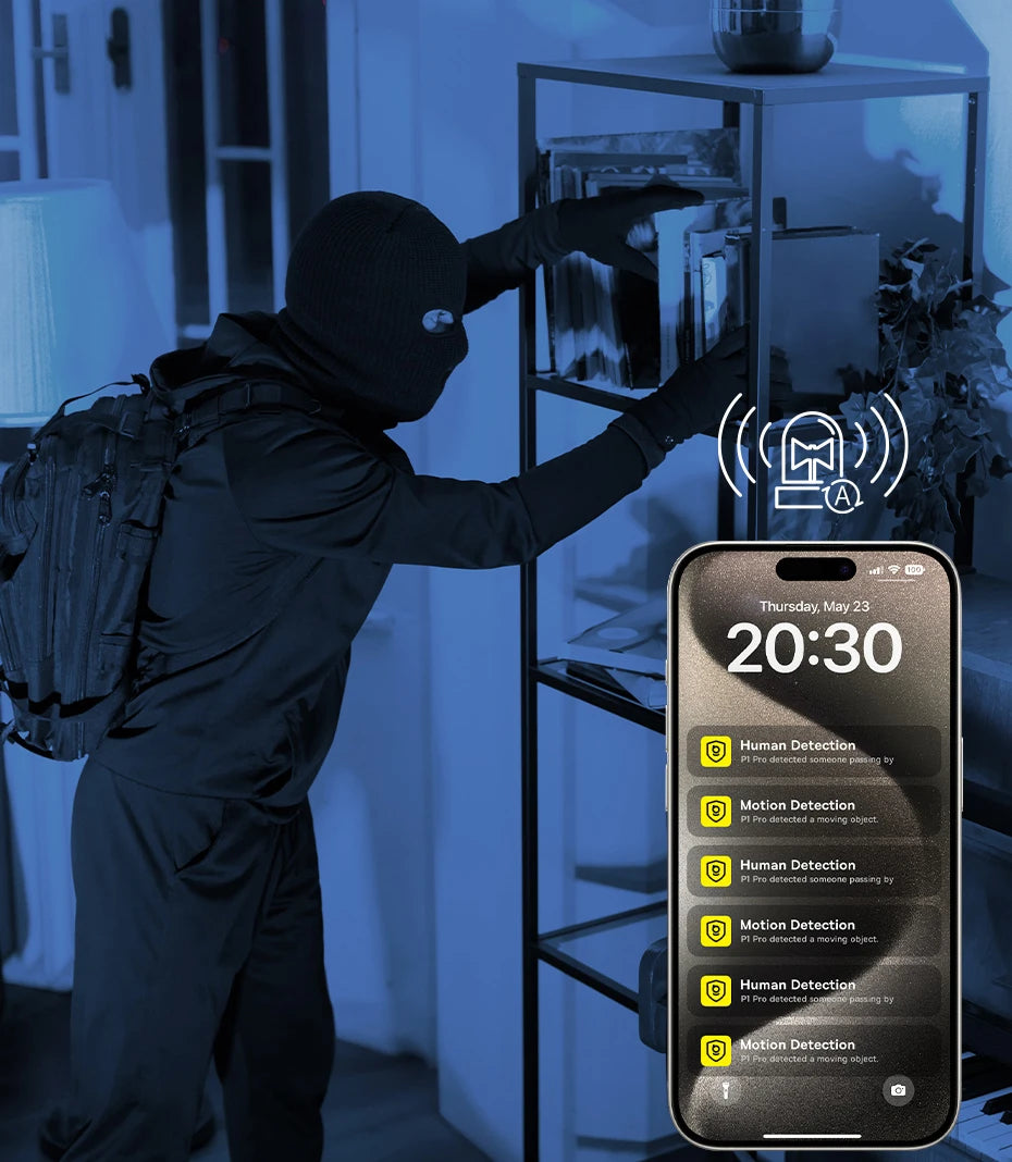 Câmera Baseus P1 Pro 5MP 3K WiFi Dual Band 2.4G/5G 360° com IA Quádrupla