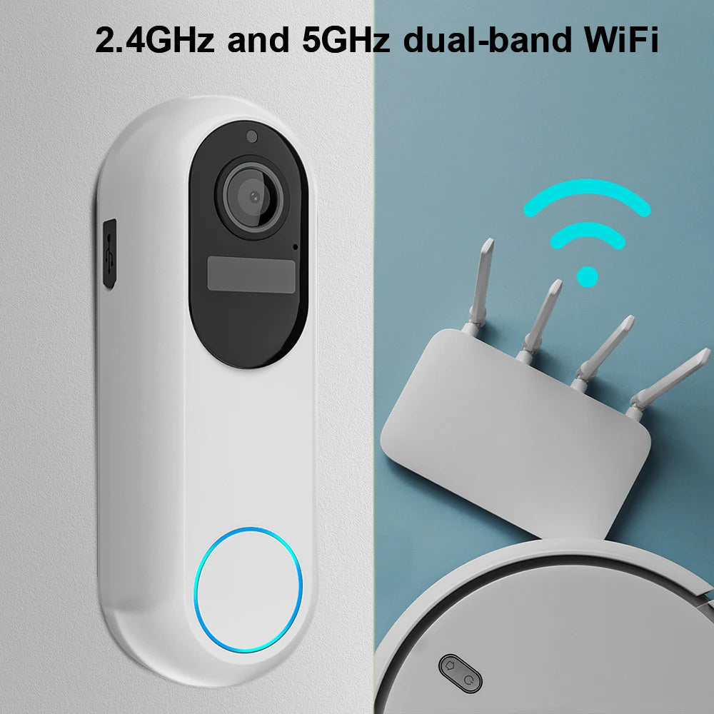 Tuya campainha de vídeo inteligente à prova dwaterproof água visão noturna segurança em casa 1080p câmera digital visual intercom 2.4ghz 5ghz wi fi campainha