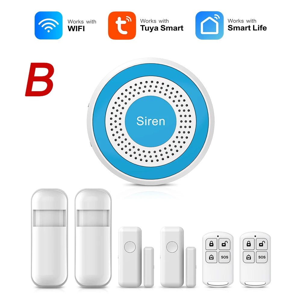 Tuya wifi sistema de alarme casa inteligente casa diy tuya sistema alarme porta sem fio sensor janela trabalho com alexa