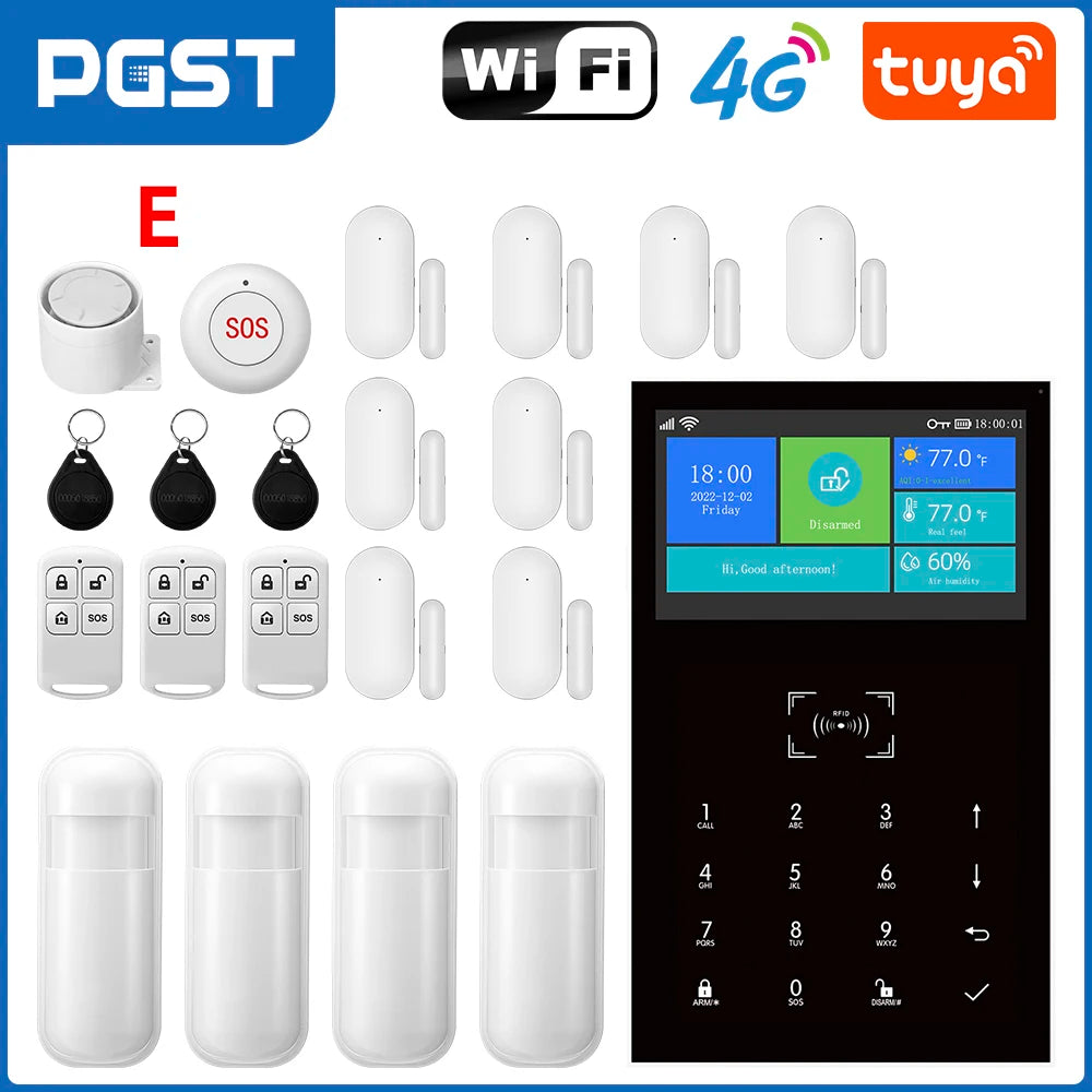 Sistema de Alarme PGST PG107 4G WiFi Tuya 99 Zonas com Teclado Touch Alexa Google Home