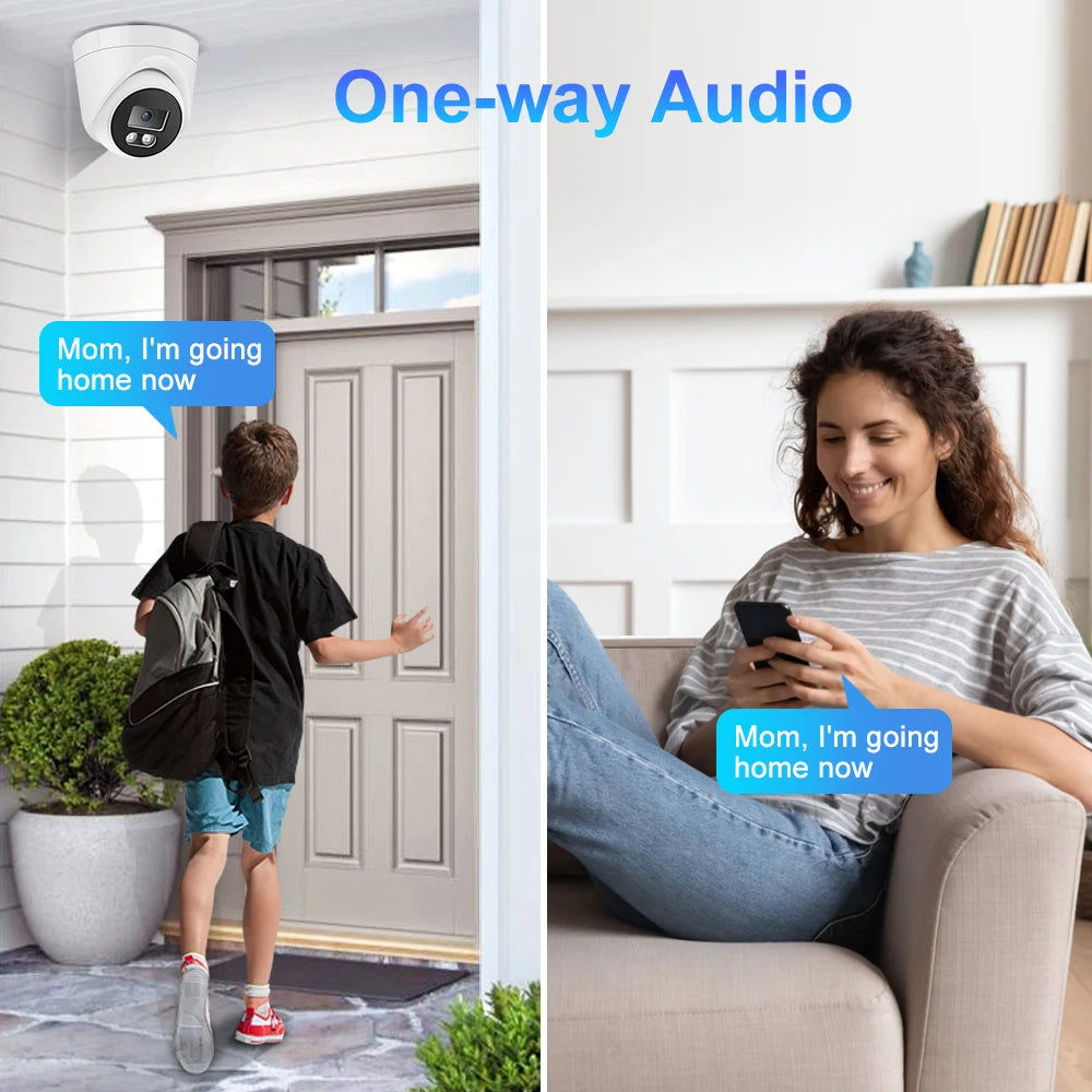 ASECAM 8MP 4K Câmera de Segurança Exterior, Gravador de Áudio, ONVIF, Visão Noturna Colorida, Ai Detecção Humana POE, H.265 IP Vigilância
