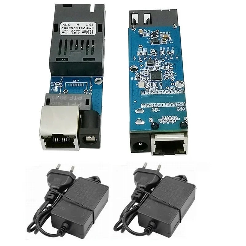 Conversor Mídia Óptica Fibra Mini Tapirapeco 1 Par - Gigabit 100/1000Mbps SC para RJ45 20km Ethernet Switch