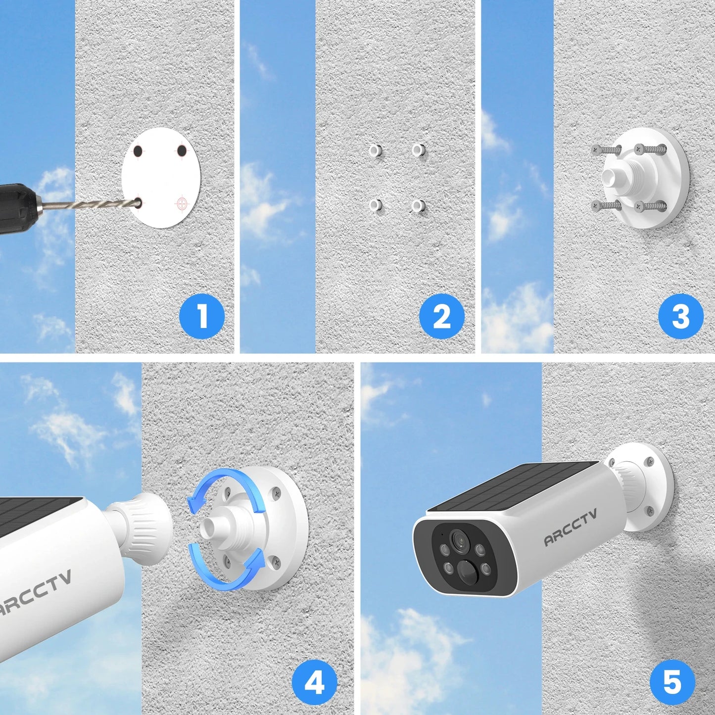 Câmera Solar ARCCTV 2K/4MP WiFi Externa com Bateria Integrada e Detecção Humana