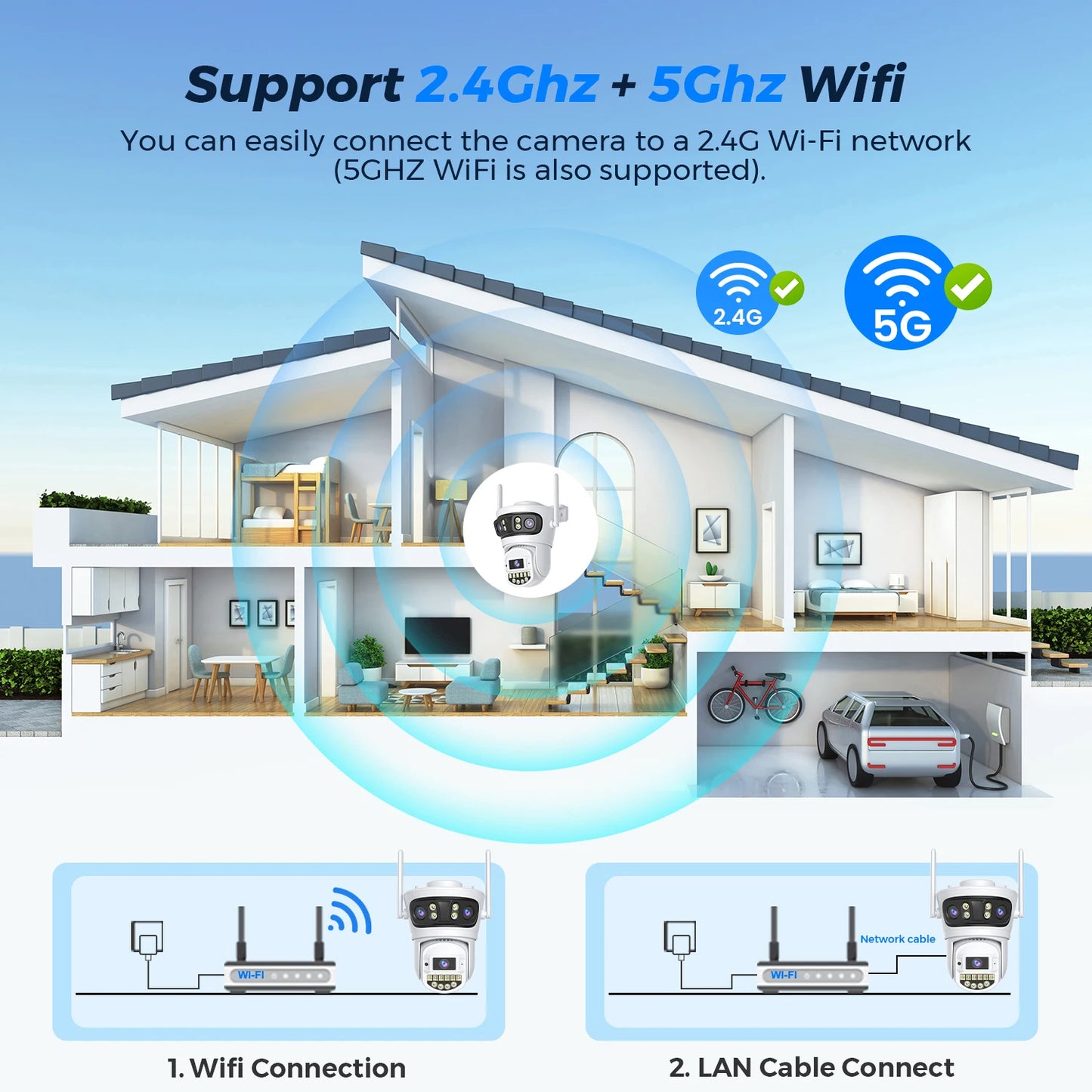 BESDER 15MP Wifi Câmera IP PTZ 10MP Três Tela 180 °   Proteção de segurança CCTV de 8MP com rastreamento automático externo grande angular O-Kam Pro