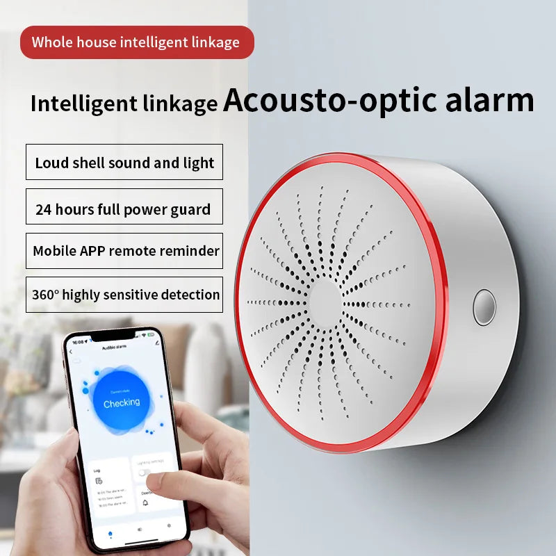 Tuya wifi zigbee sirene sem fio ligado inteligente som-luz alarme chifre detector agarrado emits instantâneo som-luz alarme app contr