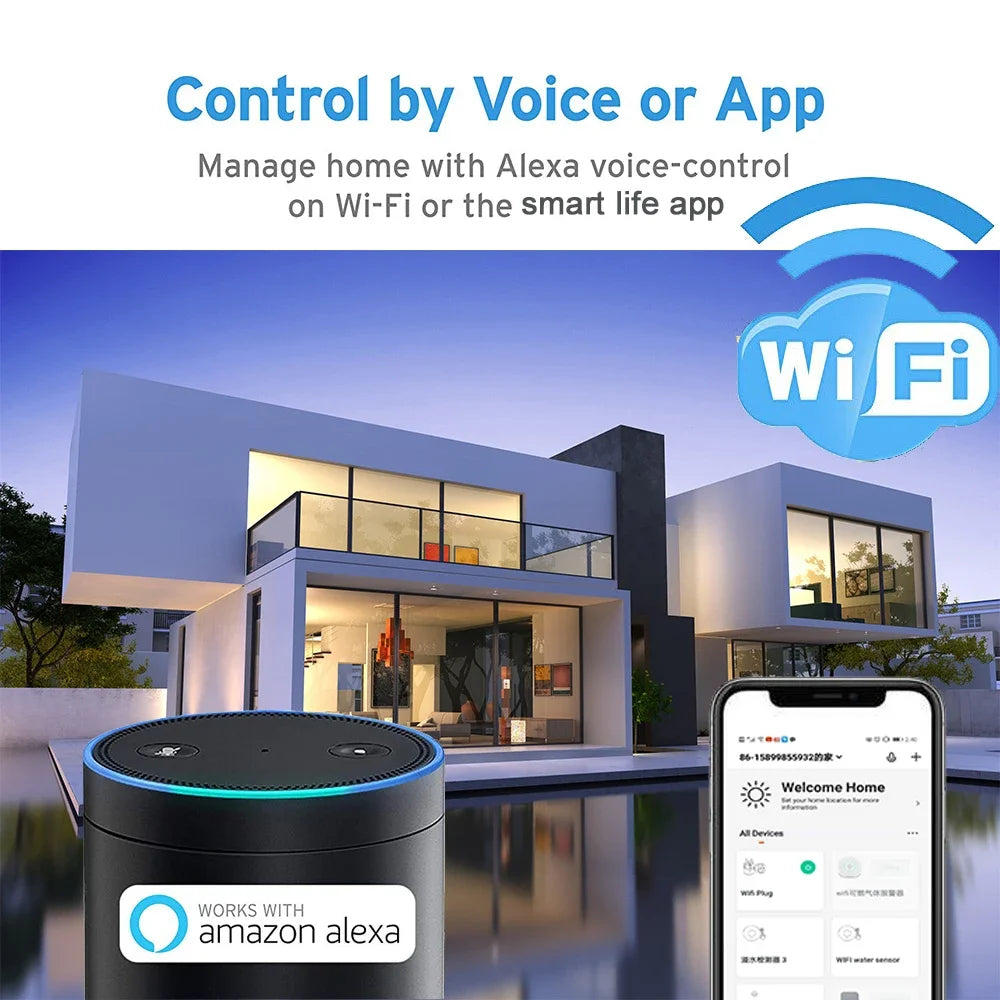 Sirene Inteligente Tuya WiFi com Sensor de Temperatura e Umidade Alarme Sonoro e Visual