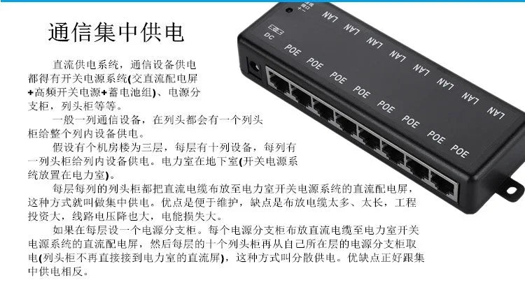Injetor/Divisor PoE 4-8 Portas - IEEE 802.3af 12V-48V Power Over Ethernet Câmera CCTV AP Wireless
