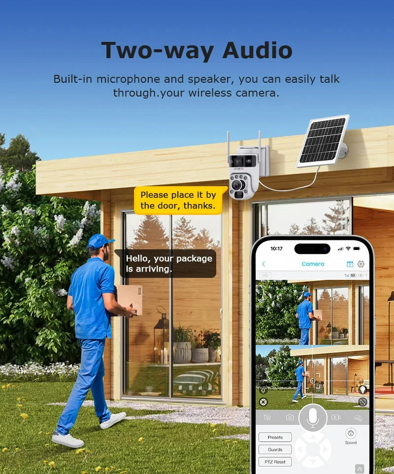 Câmera Solar 4K com Zoom Óptico 20X e Rastreamento Automático | Tela Dupla 4G/WiFi | LS Vision 12MP