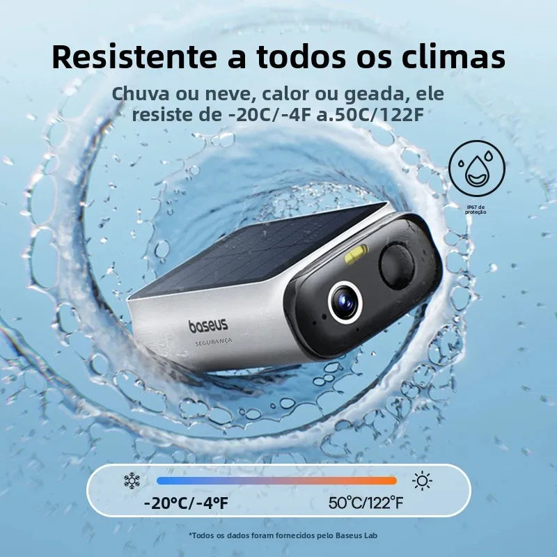 Câmera Baseus S1 Lite 2K 4MP Solar Dupla Lente 135° POE IP67 WiFi
