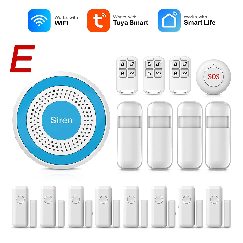 Tuya wifi sistema de alarme casa inteligente casa diy tuya sistema alarme porta sem fio sensor janela trabalho com alexa