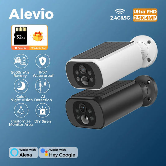 Câmera ALEVIO 2.5K 4MP Solar WiFi Dual Band com IA Quádrupla e Zoom 10x IP67
