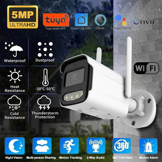 Tuya wifi câmera ip sem fio hd 5mp ai humano detectar câmera cctv bala vigilância ao ar livre proteção de segurança à prova dwaterproof água cam