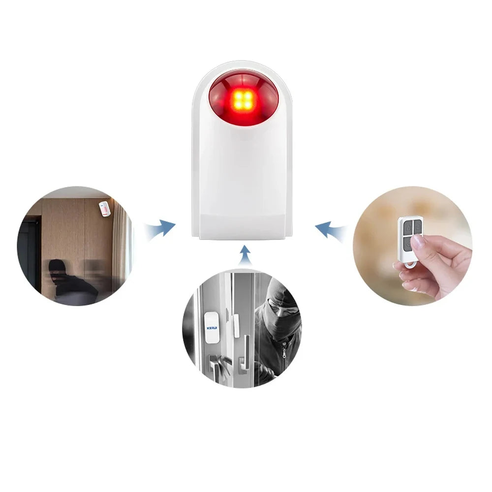 2025 novo 110db interior ao ar livre sem fio piscando sirene sensor de luz estroboscópica para sistema de segurança de alarme de garge doméstica