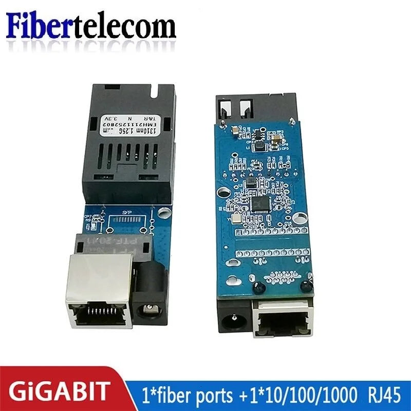 Conversor Mídia Óptica Fibra Mini Tapirapeco 1 Par - Gigabit 100/1000Mbps SC para RJ45 20km Ethernet Switch