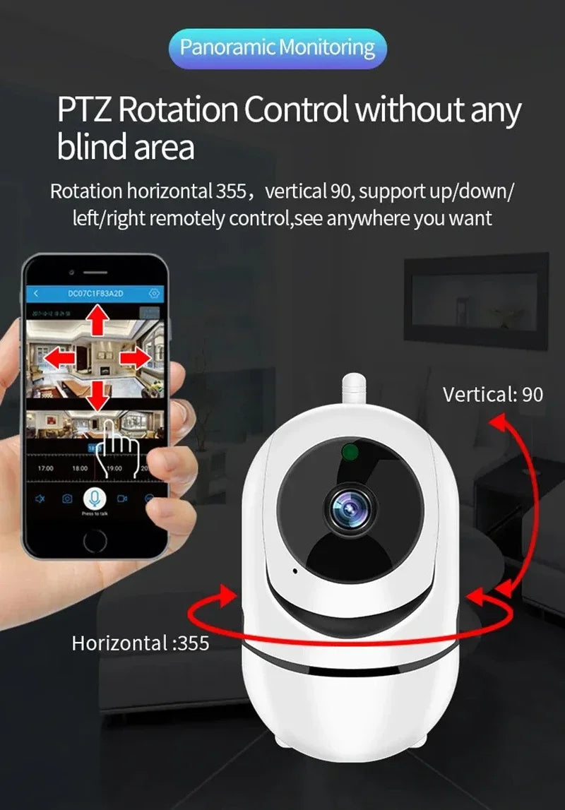 Mini Câmera WiFi Lenovo 1080P – Rastreamento Automático, Visão Noturna e Monitor de Bebês