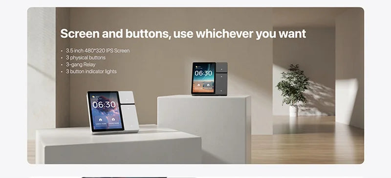 Tuya wifi painel de controle de casa inteligente de 3.5 polegadas tuya zigbee interruptores de toque de parede automação tela lcd 3 relés 3 botões físicos bl