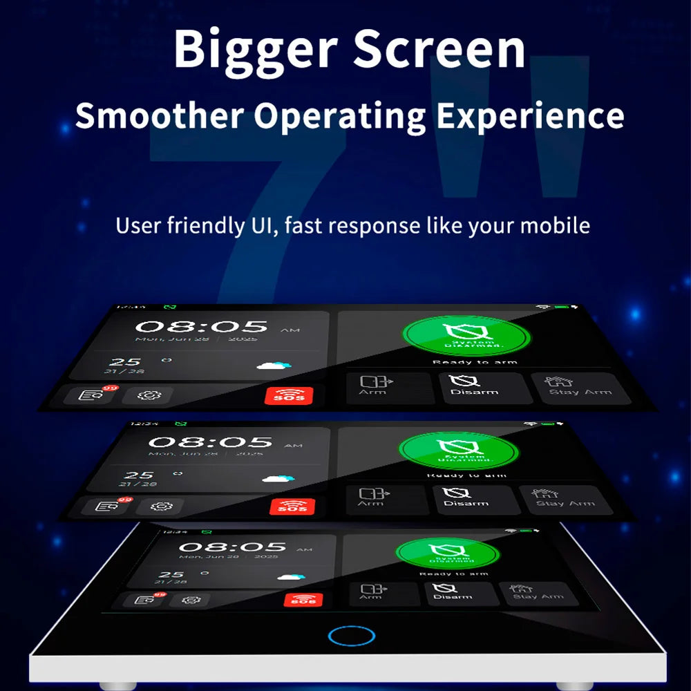 Central de Alarme KERUI G70 Tuya WiFi 4G Tela Touch 7" Kit Completo 100 Zonas FSK Sistema Inteligente - KERUI