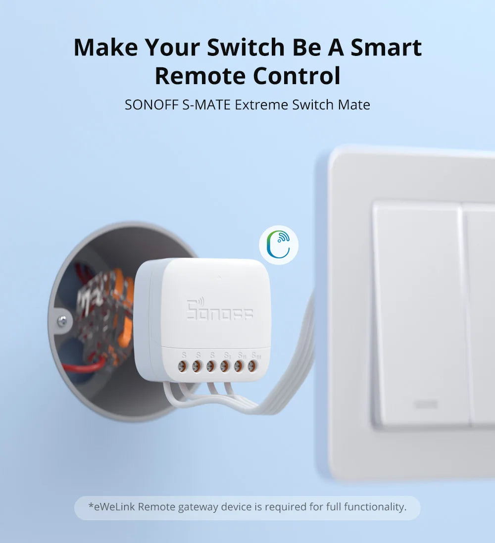 SONOFF-S-MATE2 Extreme Switch Mate, EWeLink, Controle Remoto, Suporte Rocker, Push Button Switch, Alexa, SmartThings, IFTTT, Smart Home