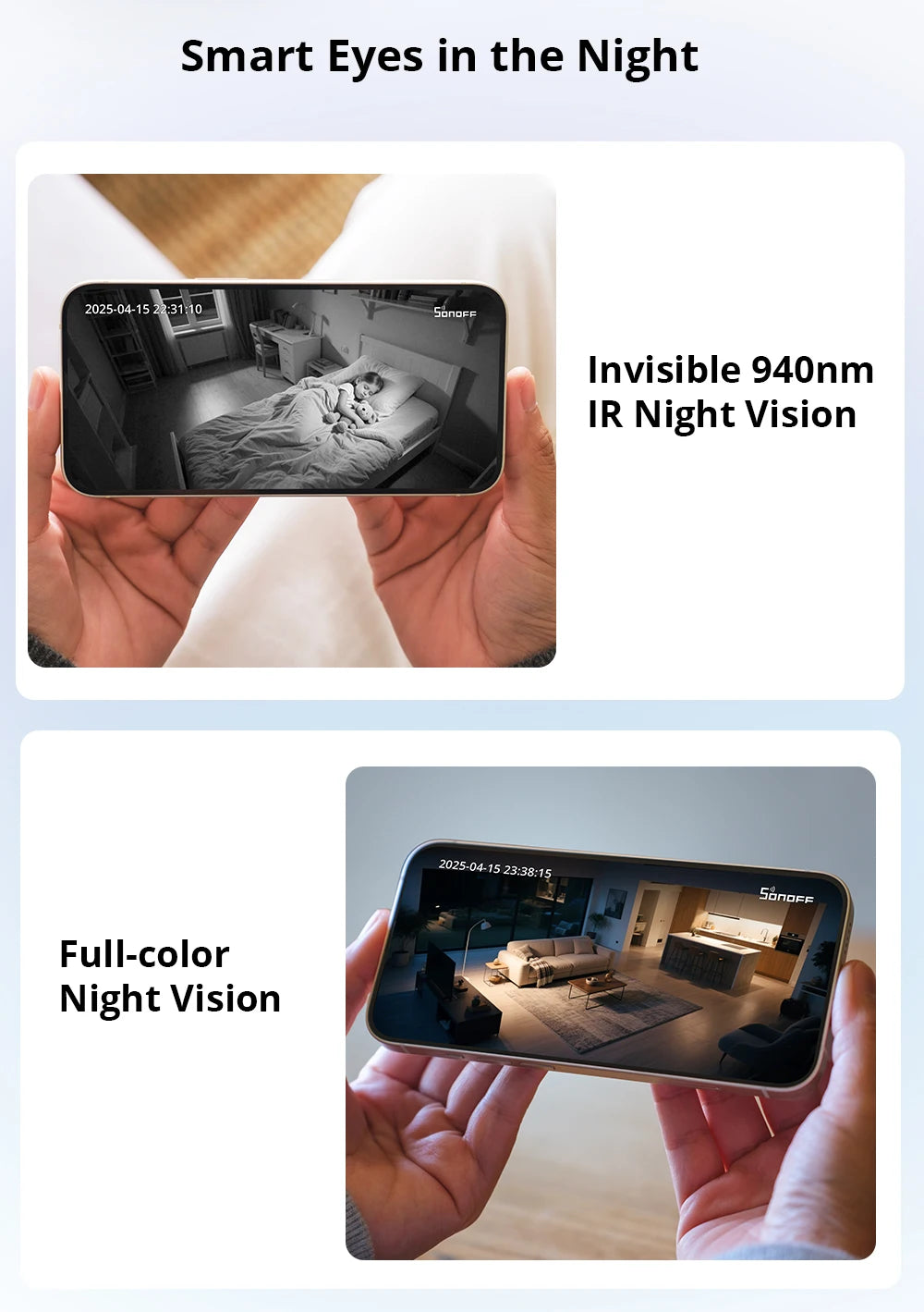 Câmera de Segurança Inteligente 360° com Visão Noturna HD e Interação em Tempo Real SONOFF CAM PT2