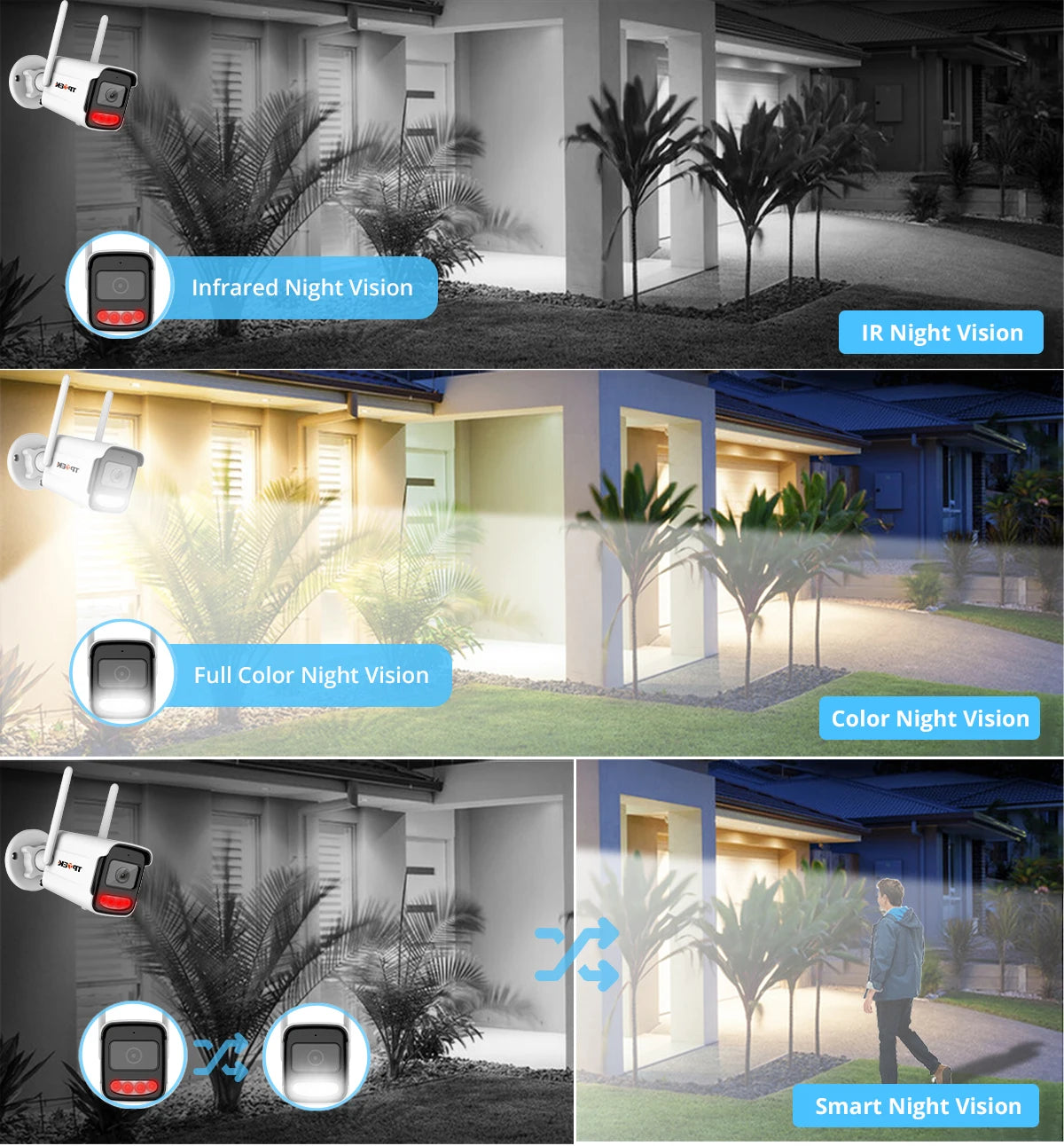 Câmera TPTEK 8MP 4K WiFi IP Bullet com IA Humana Visão Noturna 30m ONVIF IP66