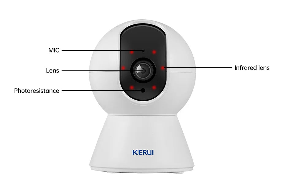 Câmera de Segurança KERUI 5MP 4K Tuya Smart WiFi Mini com Rastreamento Automático IA, Detecção Humana e Visão Noturna Colorida
