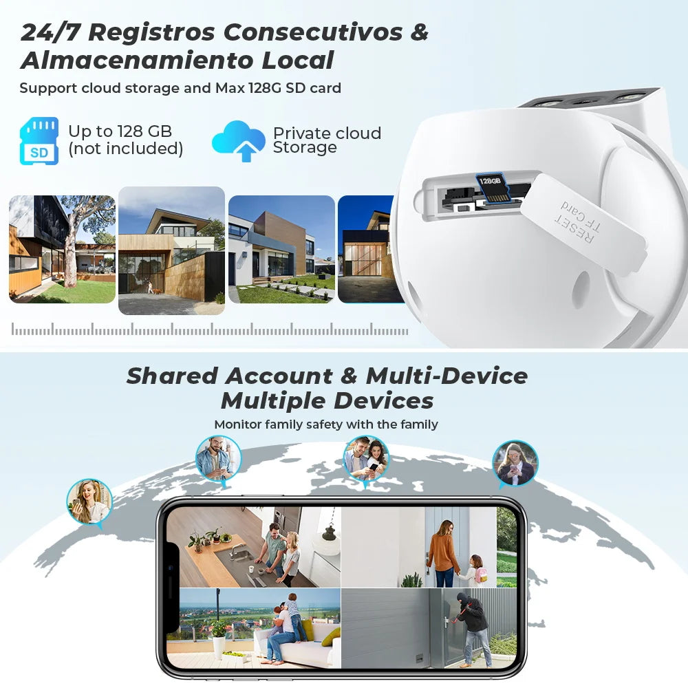 Câmera IP WiFi BESDER 10MP Lente Dupla PTZ 360° Tela Dupla Detecção Humana Visão Noturna Colorida IP66 App O-Kam Pro - BESDER