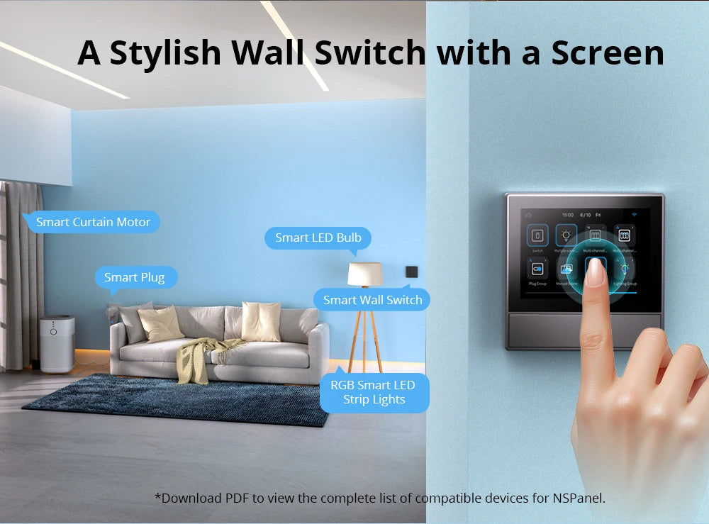 SONOFF NSPanel – Painel Touchscreen 3,5" WiFi com Controle de Cenas, Termostato e Display Meteorológico