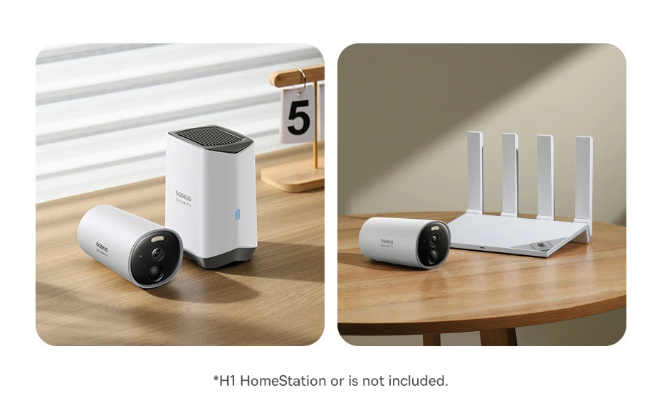 Câmera de Segurança Baseus B1 2K WiFi Sem Fio com Bateria 7800mAh, Gravação 24/7 e Armazenamento Interno 8GB